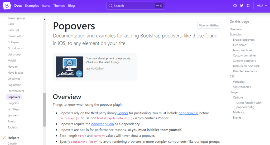 【Bootstrap5.2】Popoversのオプション | Tomisan.com